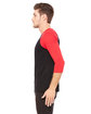 Bella + Canvas Unisex Three-Quarter Sleeve Baseball T-Shirt BLACK/ RED ModelSide