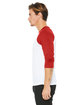 Bella + Canvas Unisex Three-Quarter Sleeve Baseball T-Shirt WHITE/ RED ModelSide