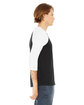 Bella + Canvas Unisex Three-Quarter Sleeve Baseball T-Shirt BLACK/ WHITE ModelSide