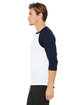 Bella + Canvas Unisex Three-Quarter Sleeve Baseball T-Shirt WHITE/ NAVY ModelSide