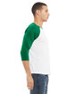 Bella + Canvas Unisex Three-Quarter Sleeve Baseball T-Shirt WHITE/ KELLY ModelSide