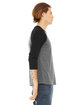 Bella + Canvas Unisex Three-Quarter Sleeve Baseball T-Shirt DEEP HTHR/ BLACK ModelSide