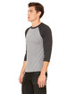 Bella + Canvas Unisex Three-Quarter Sleeve Baseball T-Shirt GRY/ CHR BLK TRB ModelSide