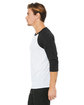 Bella + Canvas Unisex Three-Quarter Sleeve Baseball T-Shirt WHT FLK/ CHR TRB ModelSide