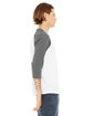 Bella + Canvas Unisex Three-Quarter Sleeve Baseball T-Shirt WHITE/ DEEP HTHR ModelSide