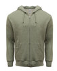 Threadfast Unisex Triblend French Terry Full-Zip ARMY HEATHER OFFront