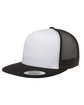 Yupoong Adult Classic Trucker with White Front Panel Cap BLACK/ WHT/ BLK OFFront