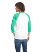 Next Level Apparel Unisex CVC Three-Quarter Sleeve Raglan Baseball T-Shirt KELLY GREEN/ WHT ModelBack