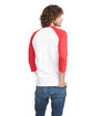 Next Level Apparel Unisex CVC Three-Quarter Sleeve Raglan Baseball T-Shirt RED/ WHITE ModelBack