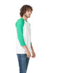 Next Level Apparel Unisex CVC Three-Quarter Sleeve Raglan Baseball T-Shirt KELLY GREEN/ WHT ModelSide