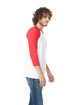 Next Level Apparel Unisex CVC Three-Quarter Sleeve Raglan Baseball T-Shirt RED/ WHITE ModelSide
