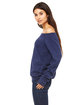 Bella + Canvas Ladies' Sponge Fleece Wide Neck Sweatshirt NAVY TRIBLEND ModelSide