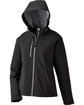 North End Ladies' Prospect Two-Layer Fleece Bonded Soft Shell Hooded Jacket BLACK OFFront