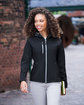 North End Ladies' Prospect Two-Layer Fleece Bonded Soft Shell Hooded Jacket  Lifestyle