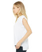Bella + Canvas Ladies' Flowy Muscle T-Shirt with Rolled Cuff WHITE ModelSide