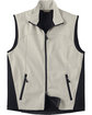 North End Men's Three-Layer Light Bonded Performance Soft Shell Vest NATURAL STONE OFFront