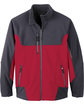 North End Men's Compass Colorblock Three-Layer Fleece Bonded Soft Shell Jacket MOLTEN RED OFFront