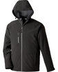North End Men's Prospect Two-Layer Fleece Bonded Soft Shell Hooded Jacket BLACK OFFront