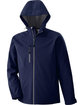North End Men's Prospect Two-Layer Fleece Bonded Soft Shell Hooded Jacket CLASSIC NAVY OFFront
