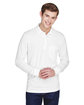 Core365 Adult Pinnacle Performance Long-Sleeve Piqué Polo with Pocket WHITE ModelQrt