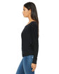 Bella + Canvas Ladies' Flowy Long-Sleeve Off Shoulder T-Shirt BLACK ModelSide