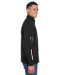 North End Men's Pursuit Three-Layer Light Bonded Hybrid Soft Shell Jacket with Laser Perforation BLACK/ OLYM RED ModelSide