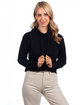 Next Level Apparel Ladies' Cropped Pullover Hooded Sweatshirt BLACK ModelQrt