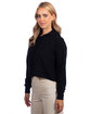 Next Level Apparel Ladies' Cropped Pullover Hooded Sweatshirt BLACK ModelSide