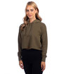 Next Level Apparel Ladies' Cropped Pullover Hooded Sweatshirt MILITARY GREEN ModelSide