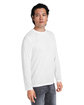 Core365 Adult Fusion ChromaSoft™ Performance Long-Sleeve T-Shirt WHITE ModelQrt