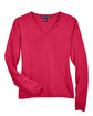Devon & Jones Ladies' V-Neck Sweater RED FlatFront