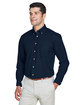Devon & Jones Men's Crown Collection® Solid Broadcloth Woven Shirt NAVY ModelQrt