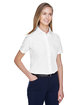 Devon & Jones Ladies' Crown Collection Solid Broadcloth Short-Sleeve Woven Shirt WHITE ModelQrt