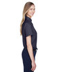 Devon & Jones Ladies' Crown Collection Solid Broadcloth Short-Sleeve Woven Shirt NAVY ModelSide
