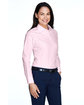 Devon & Jones Ladies' Crown Collection Banker Stripe Woven Shirt PINK ModelQrt