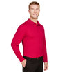 Devon & Jones CrownLux Performance™ Men's Plaited Long Sleeve Polo RED ModelQrt