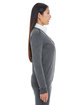 Devon & Jones Ladies' Manchester Fully-Fashioned Full-Zip Cardigan Sweater DK GREY HTH/ BLK ModelSide