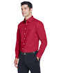 Devon & Jones Men's Crown Collection® Solid Stretch Twill Woven Shirt RED ModelQrt
