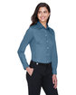 Devon & Jones Ladies' Crown Collection® Solid Stretch Twill Woven Shirt SLATE BLUE ModelQrt