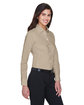 Devon & Jones Ladies' Crown Collection® Solid Stretch Twill Woven Shirt STONE ModelQrt