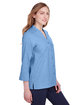 Devon & Jones Ladies' Crown Collection Stretch Pinpoint Chambray Three-Quarter Sleeve Blouse FRENCH BLUE ModelQrt