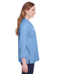 Devon & Jones Ladies' Crown Collection Stretch Pinpoint Chambray Three-Quarter Sleeve Blouse FRENCH BLUE ModelSide