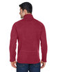 Devon & Jones Adult Bristol Sweater Fleece Quarter-Zip RED HEATHER ModelBack