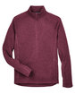 Devon & Jones Adult Bristol Sweater Fleece Quarter-Zip BURGUNDY HEATHER FlatFront