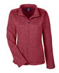 Devon & Jones Ladies' Bristol Full-Zip Sweater Fleece Jacket RED HEATHER OFFront