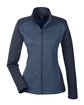 Devon & Jones Ladies' Newbury Colorblock Mélange Fleece Full-Zip NAVY/ NAVY HTHR OFFront