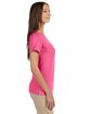 Devon & Jones Ladies' Perfect Fit™ Shell T-Shirt CHARITY PINK ModelSide