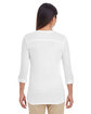 Devon & Jones Ladies' Perfect Fit™ Y-Placket Convertible Sleeve Knit Top WHITE ModelBack