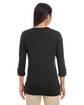 Devon & Jones Ladies' Perfect Fit™ Y-Placket Convertible Sleeve Knit Top BLACK ModelBack