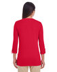 Devon & Jones Ladies' Perfect Fit™ Y-Placket Convertible Sleeve Knit Top RED ModelBack